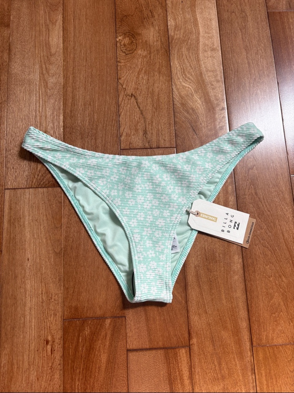 NWT Billabong Crush On You Hike Bikini Bottoms Floral Ribbed Size Large